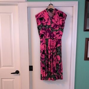 Trashy Diva Vibrant Pink and Black Midi Dress